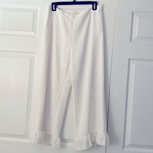 JB Julie Brown NYC women’s pants red ruffed scalloped hem side zip size 8